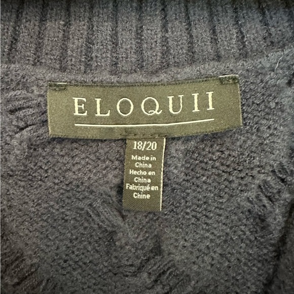 Eloquii Cardigan Sweater Dress Size 18 20 Novelty Stitch Deep Blue Stretch Knit - Picture 6 of 11
